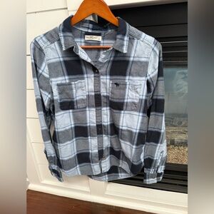 Abercrombie & Fitch  Men's light Blue Black & white Plaid Shirt size Large
